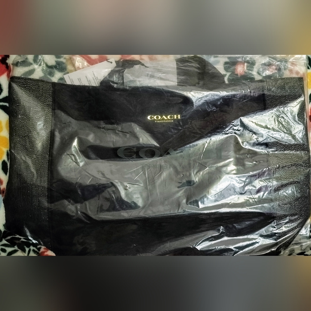Coach Fragrance Black & Gold Nylon Canvas Tote